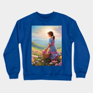 Girl with a basket of flowers Crewneck Sweatshirt